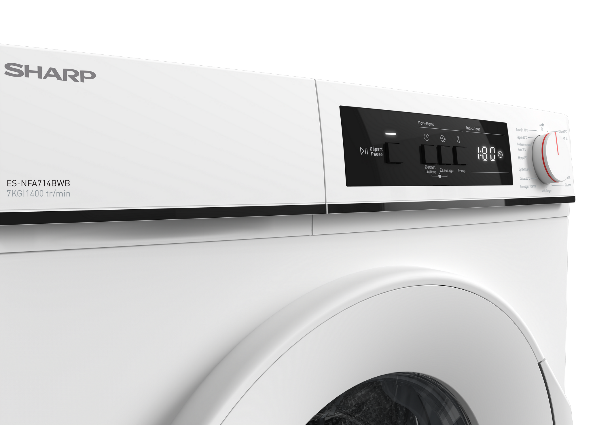 SHARP ES-NFA714BWB-FR Freestanding Washing Machine 7 kg 1400 RPM B Class