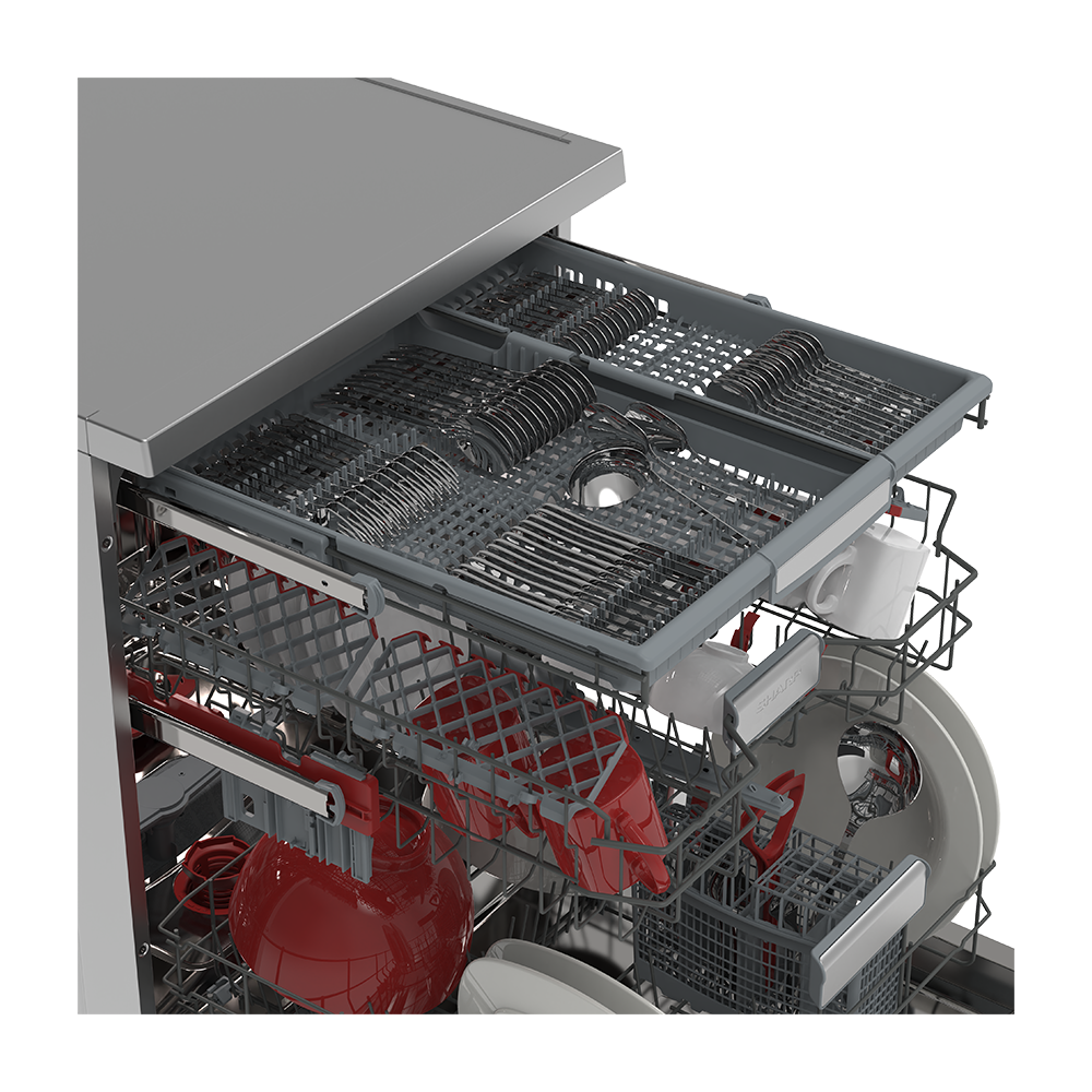 SHARP QW-NA35F44BI-ES Freestanding 60 cm Dishwasher 14 PS 44 db B Class with EcoBox Technology