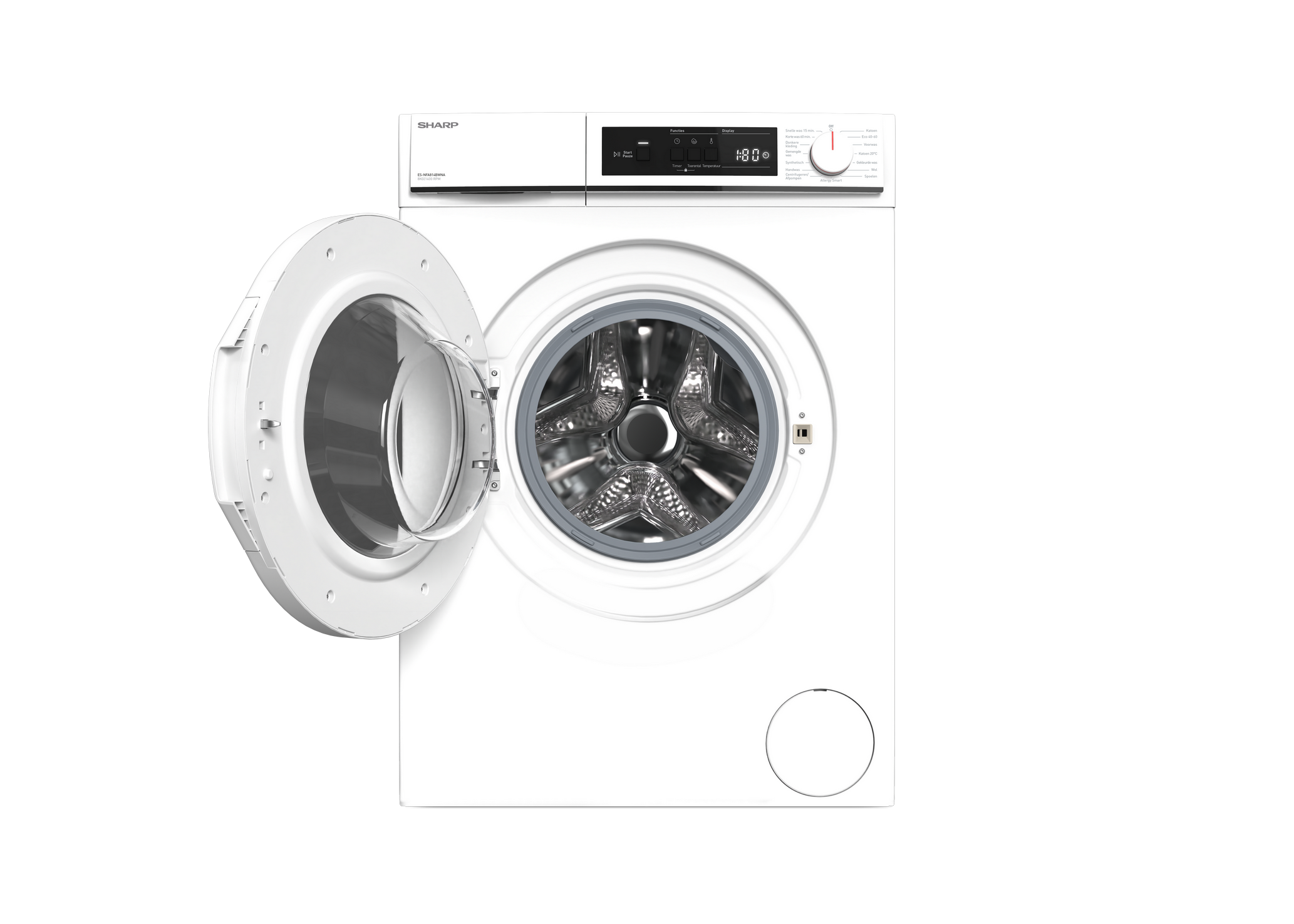 SHARP ES-NFA814BWNA-BX Freestanding Washing Machine 8 kg 1400 RPM A Class