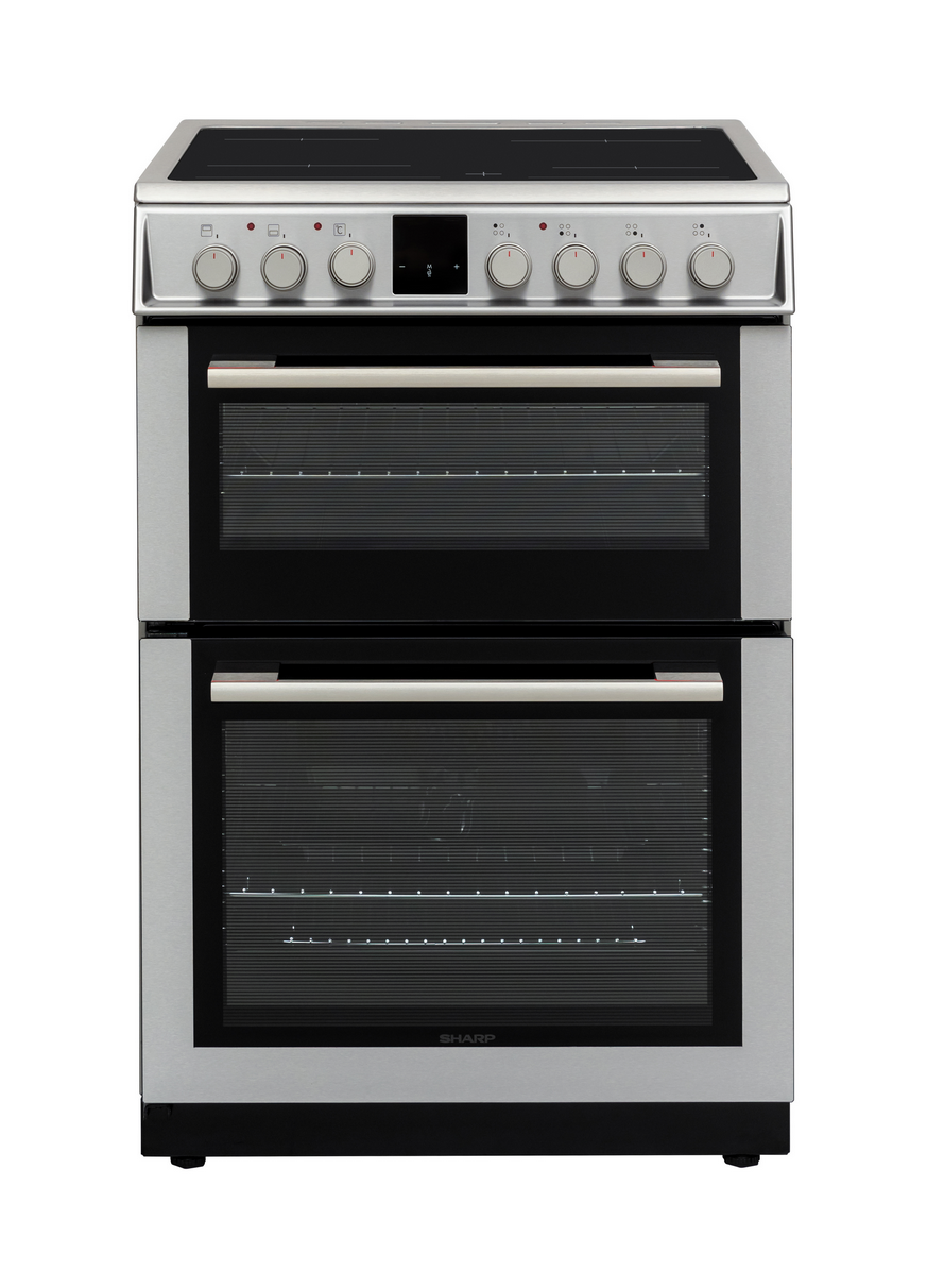 Sharp KF-66DVDD04IM1K-EN 60x60cm Freestanding Vitroceramic Double Oven, Inox