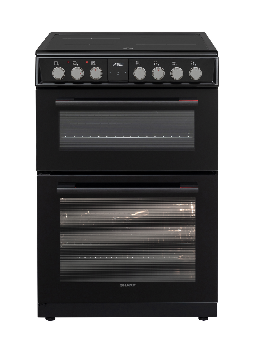 Sharp KF-66DIDD04BH1I-EN 60x60cm Freestanding Induction Double Oven, Black