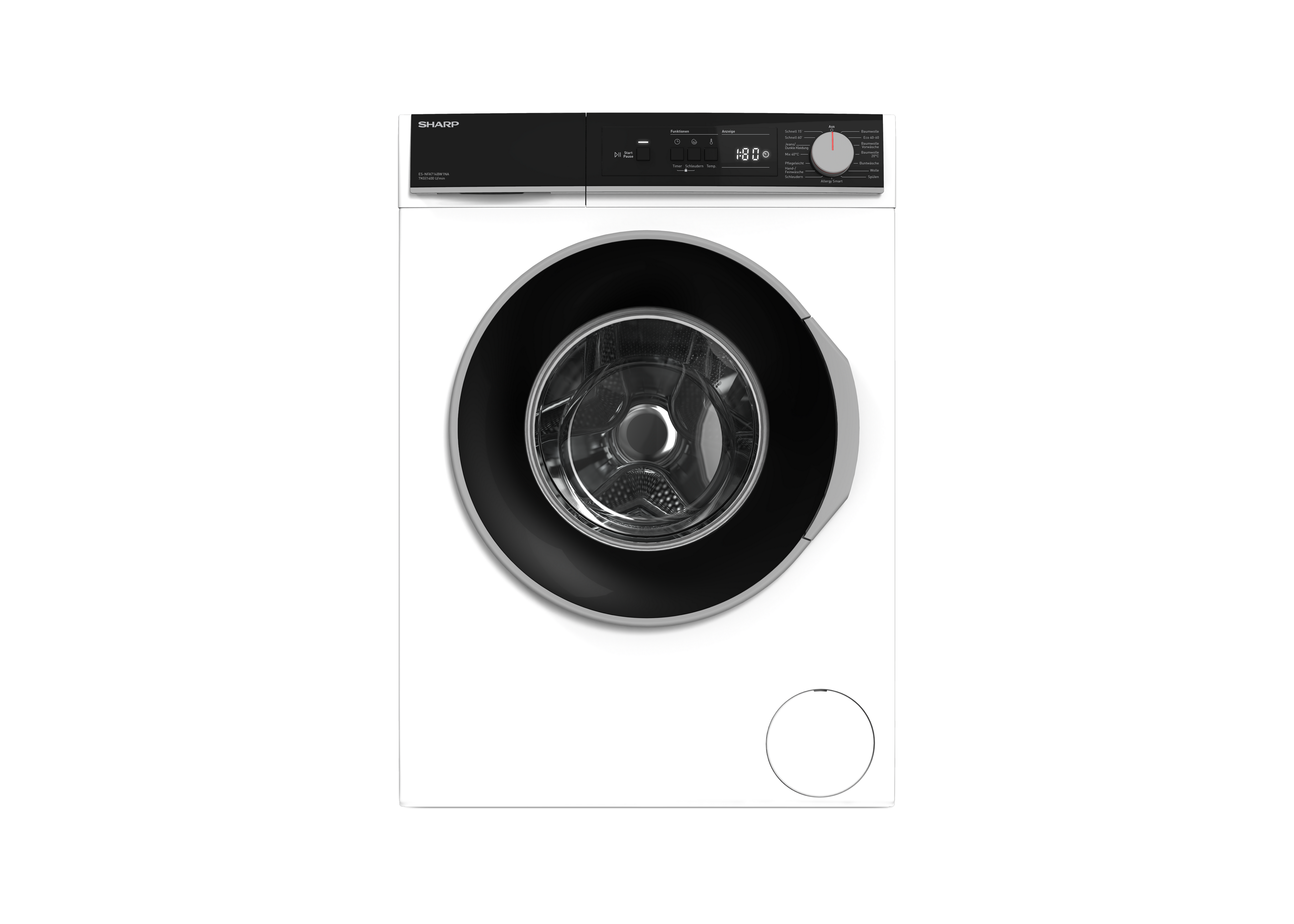 SHARP ES-NFA714BW1NA-DE Freestanding Washing Machine 7 kg 1400 RPM A Class with Advanced Inverter Motor Technology