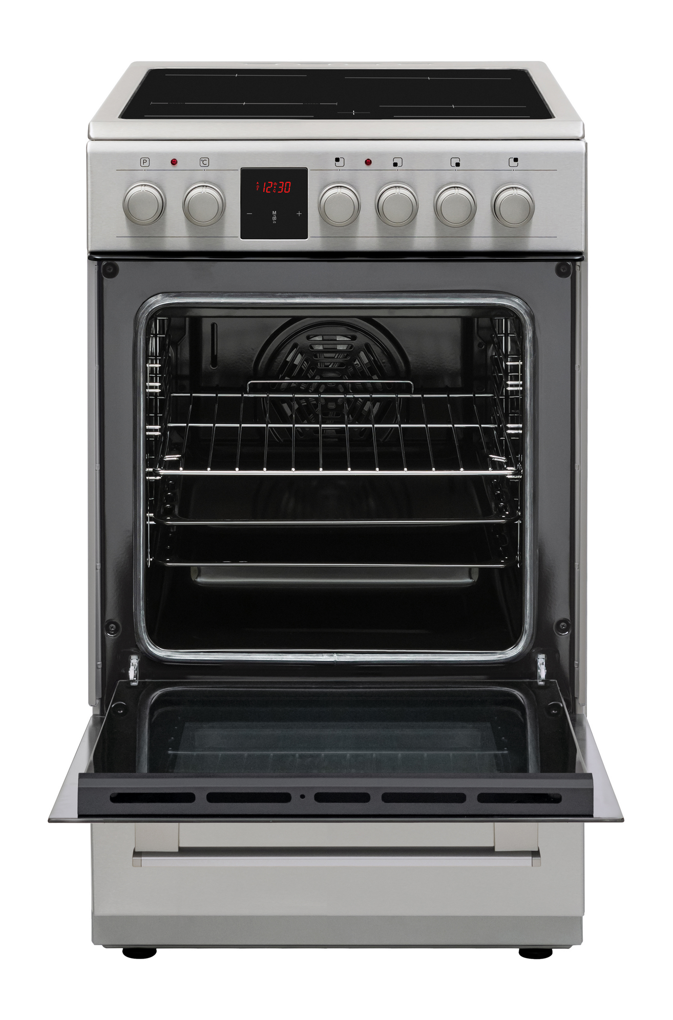 Sharp KF-56VDD19I-DE 50x60cm Freestanding Vitroceramic Single Oven, Inox