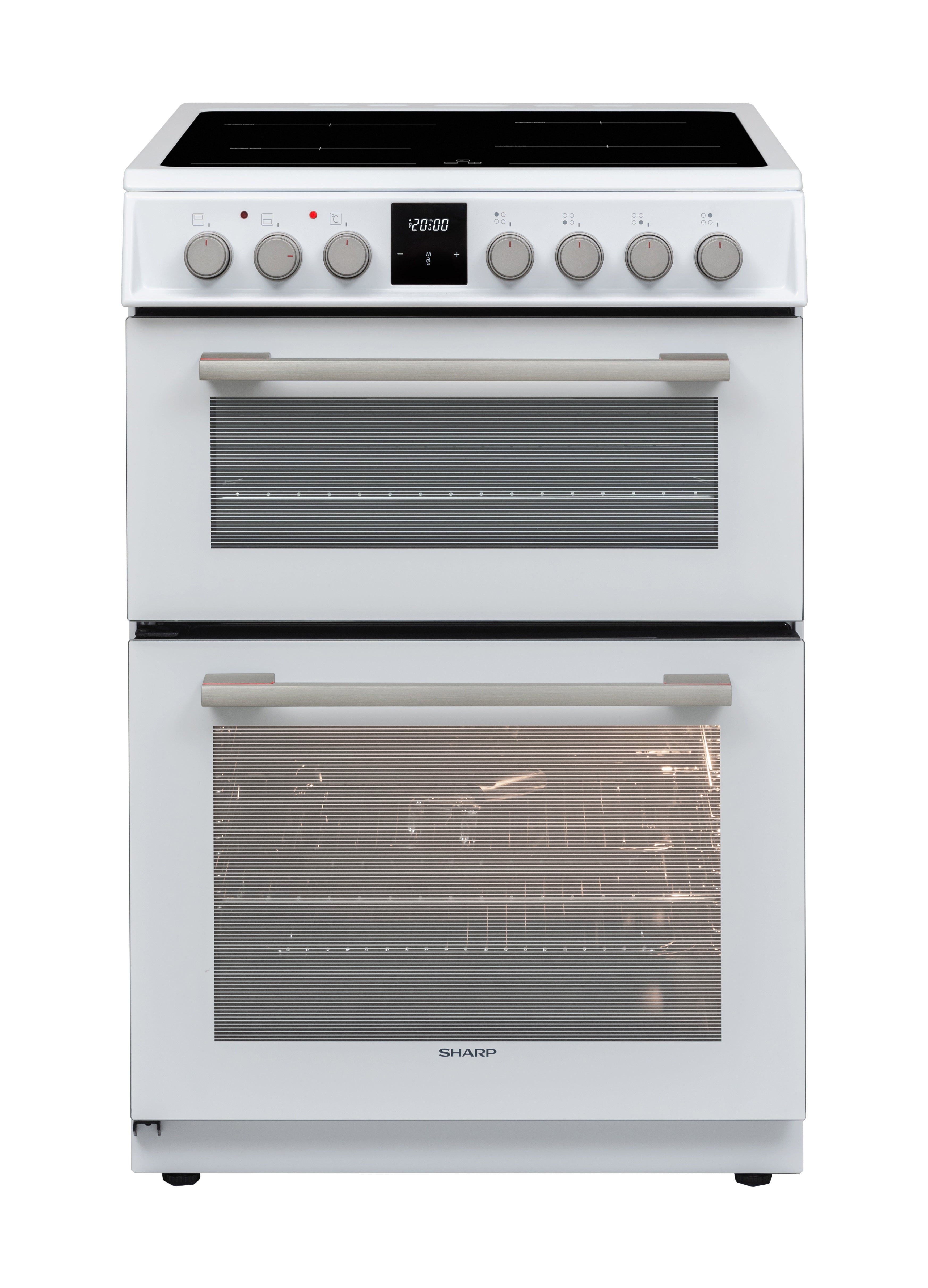 Sharp KF-66DVDD04WM1K-EN 60x60cm Freestanding Vitroceramic Double Oven, White