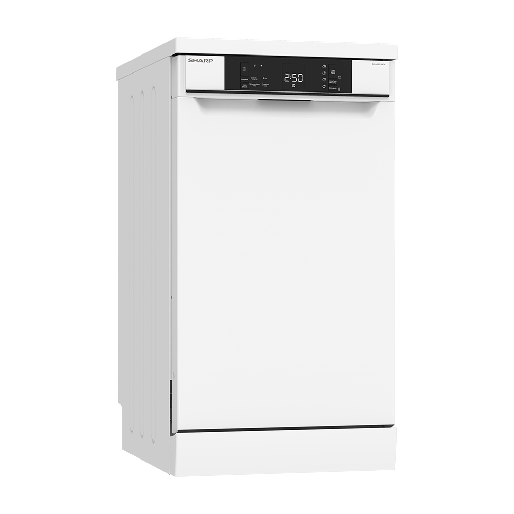 SHARP QW-NS1CF49EW-ES Freestanding 45 cm Dishwasher 10 PS 49 db E Class with MicroBan Technology