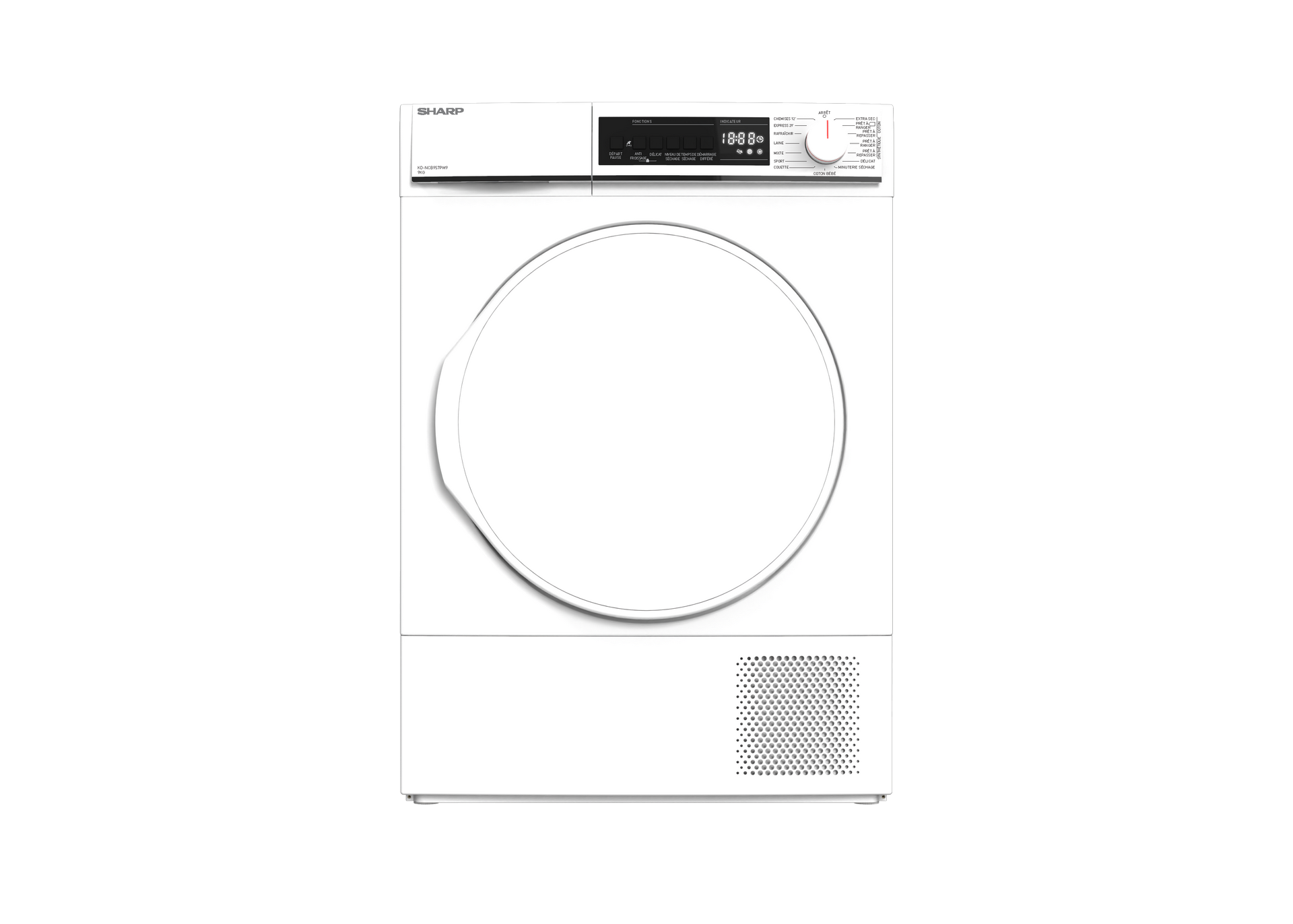 SHARP KD-NCB7S7PW91-FR Freestanding Tumble Dryer 7 kg  B Class with Condenser Technology