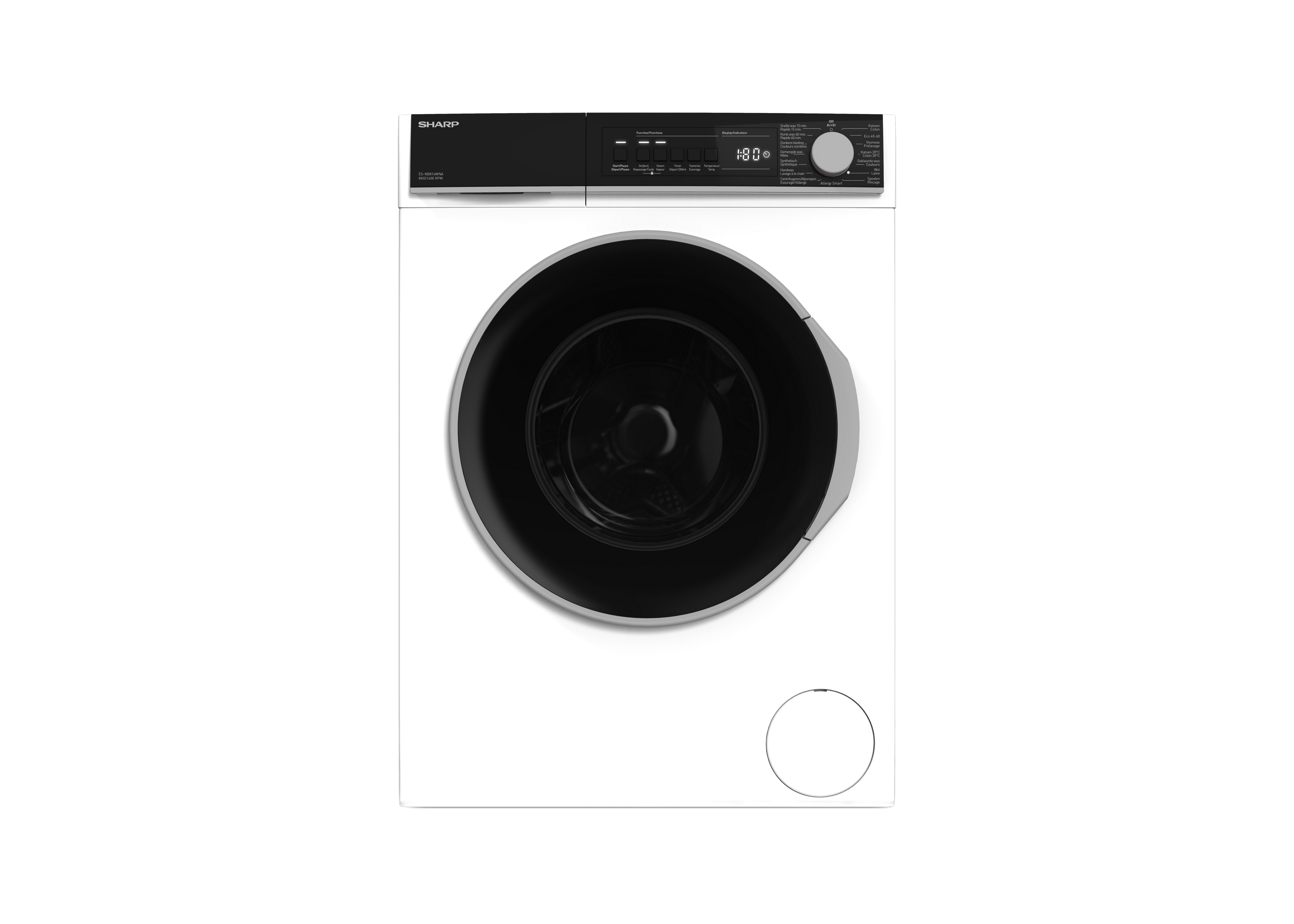 SHARP ES-NB814WNA-BE Freestanding Washing Machine 8 kg  1400 RPM A Class with Steam Technology