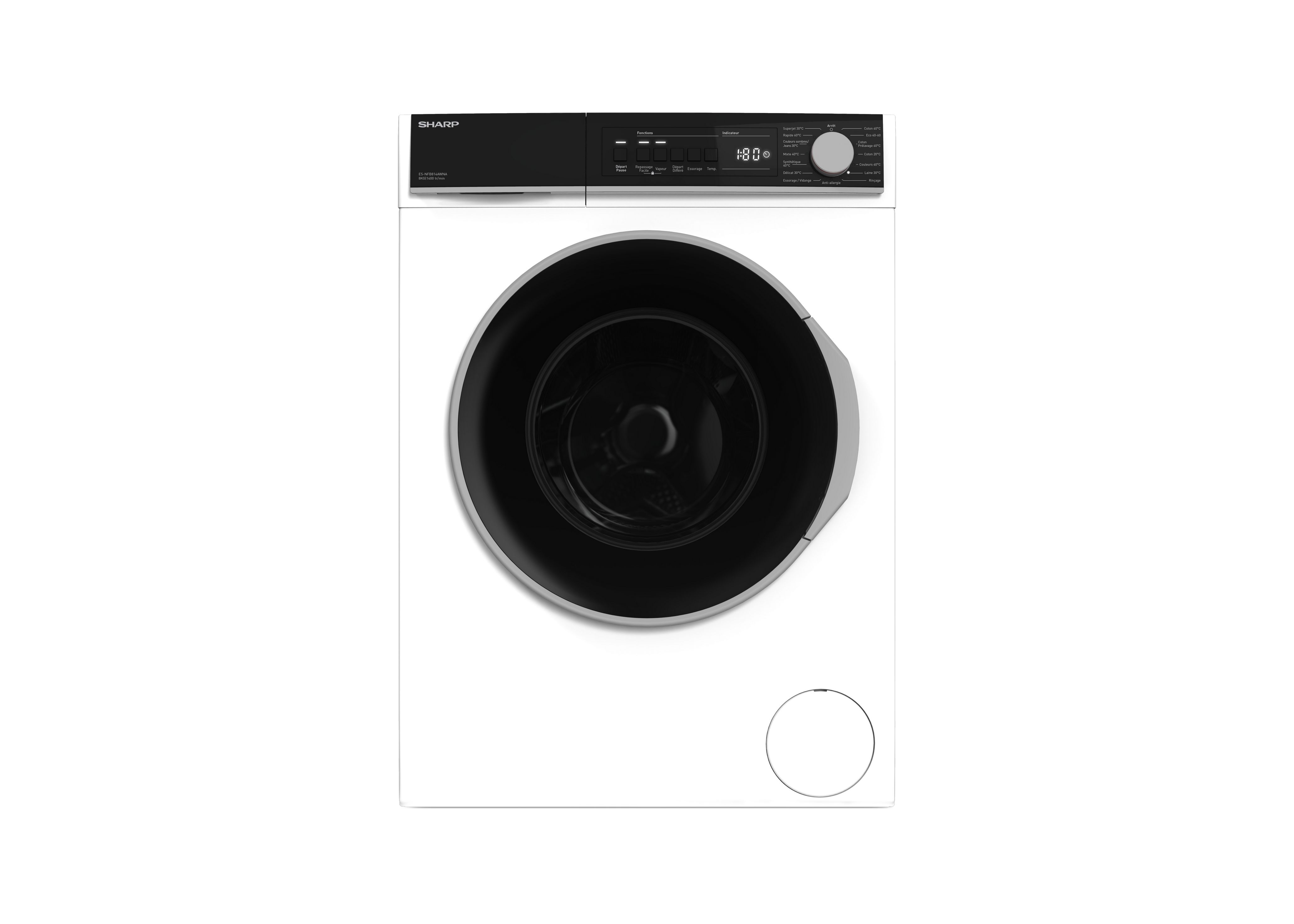 SHARP ES-NFB814AWNA-FR Freestanding Washing Machine 8 kg  1400 RPM A Class with Steam Technology