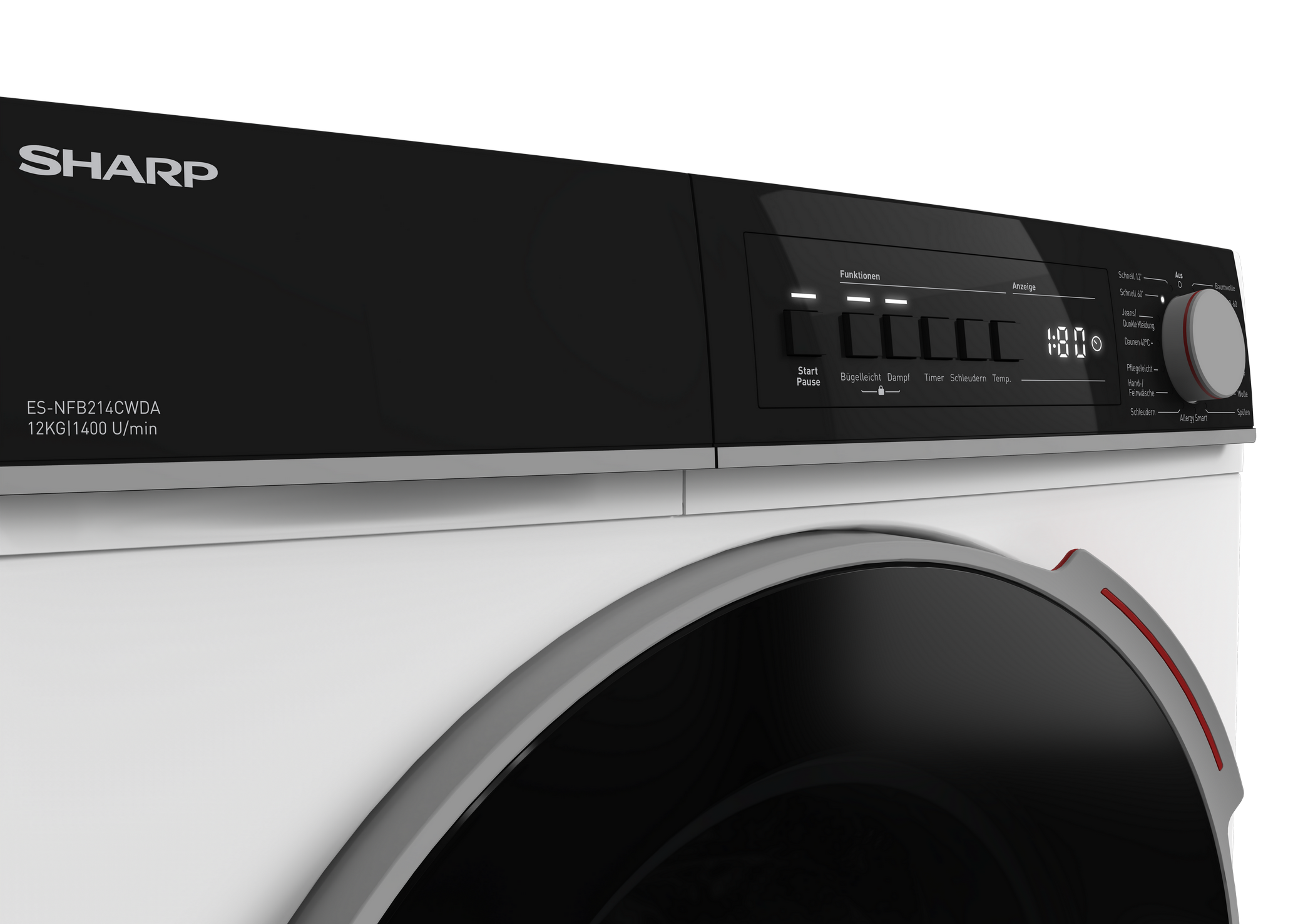 SHARP ES-NFB214CWDA-DE Freestanding Washing Machine 12 kg 1400 RPM A Class