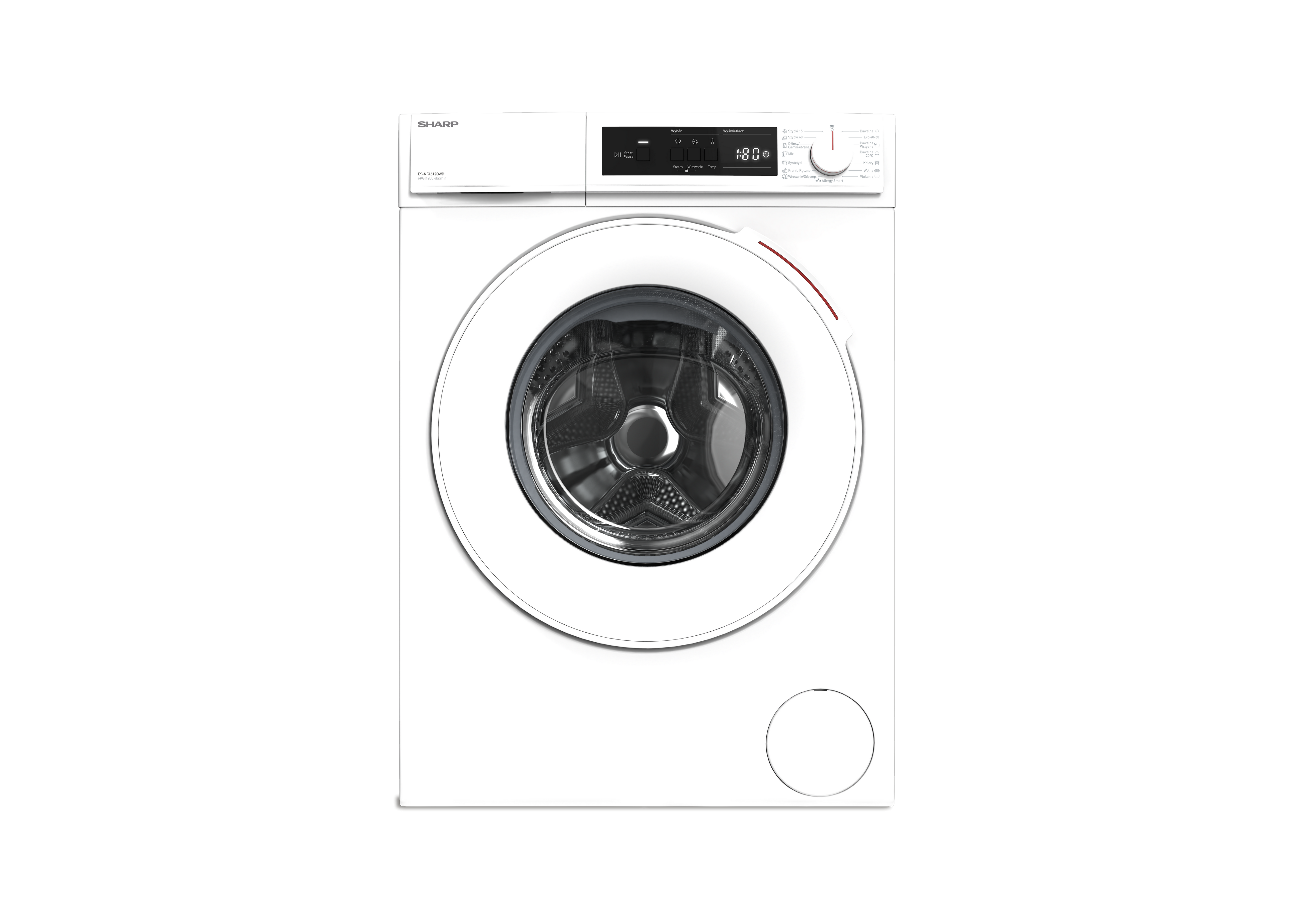 SHARP ES-NFA612DWB-PL Freestanding Washing Machine 6 kg  1200 RPM B Class with Slim Depth