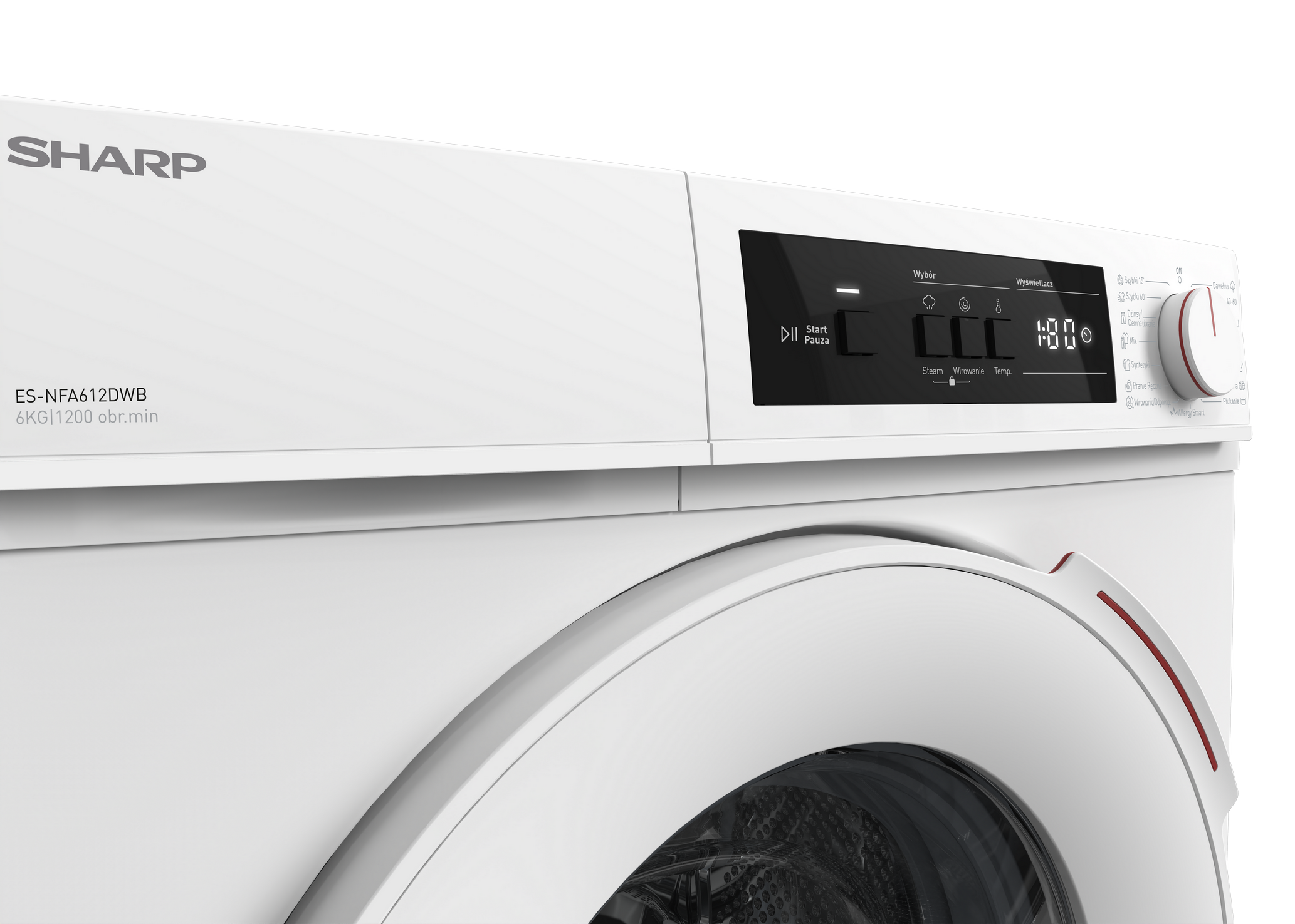 SHARP ES-NFA612DWB-PL Vrijstaande Wasmachine 6 kg 1200 RPM B klasse