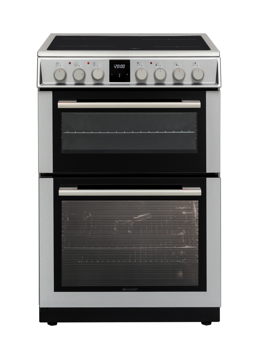 Sharp KF-66DVDD04IM1K-EN 60x60cm Freestanding Vitroceramic Double Oven, Inox