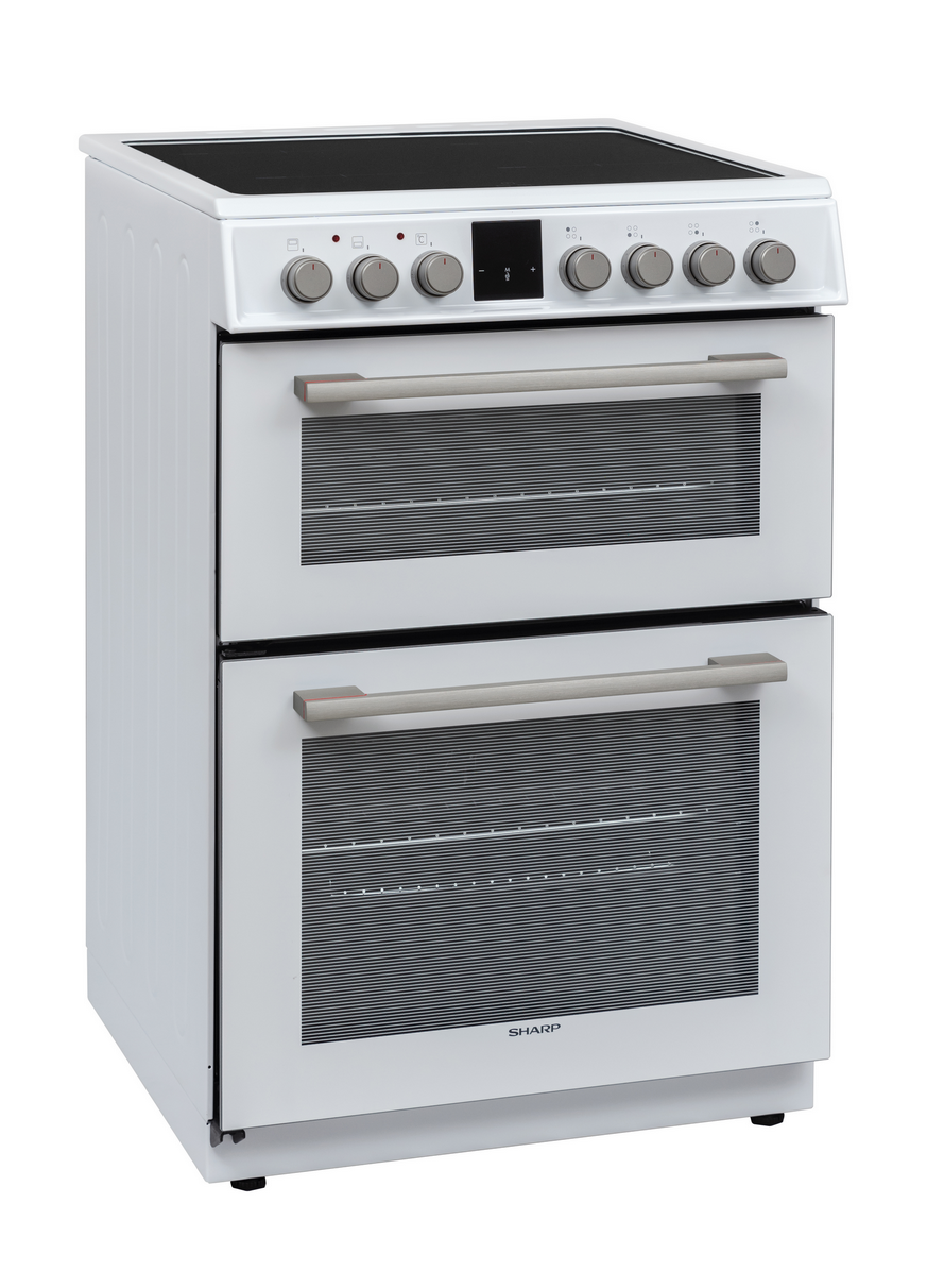 Sharp KF-66DIDD04WM1I-EN 60x60cm Freestanding Induction Double Oven, White