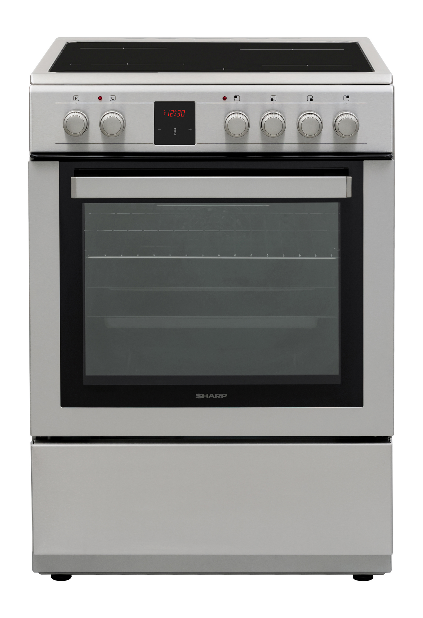 Sharp KF-76VDD19I-DE 60x60cm Freestanding Vitroceramic Single Oven, Inox