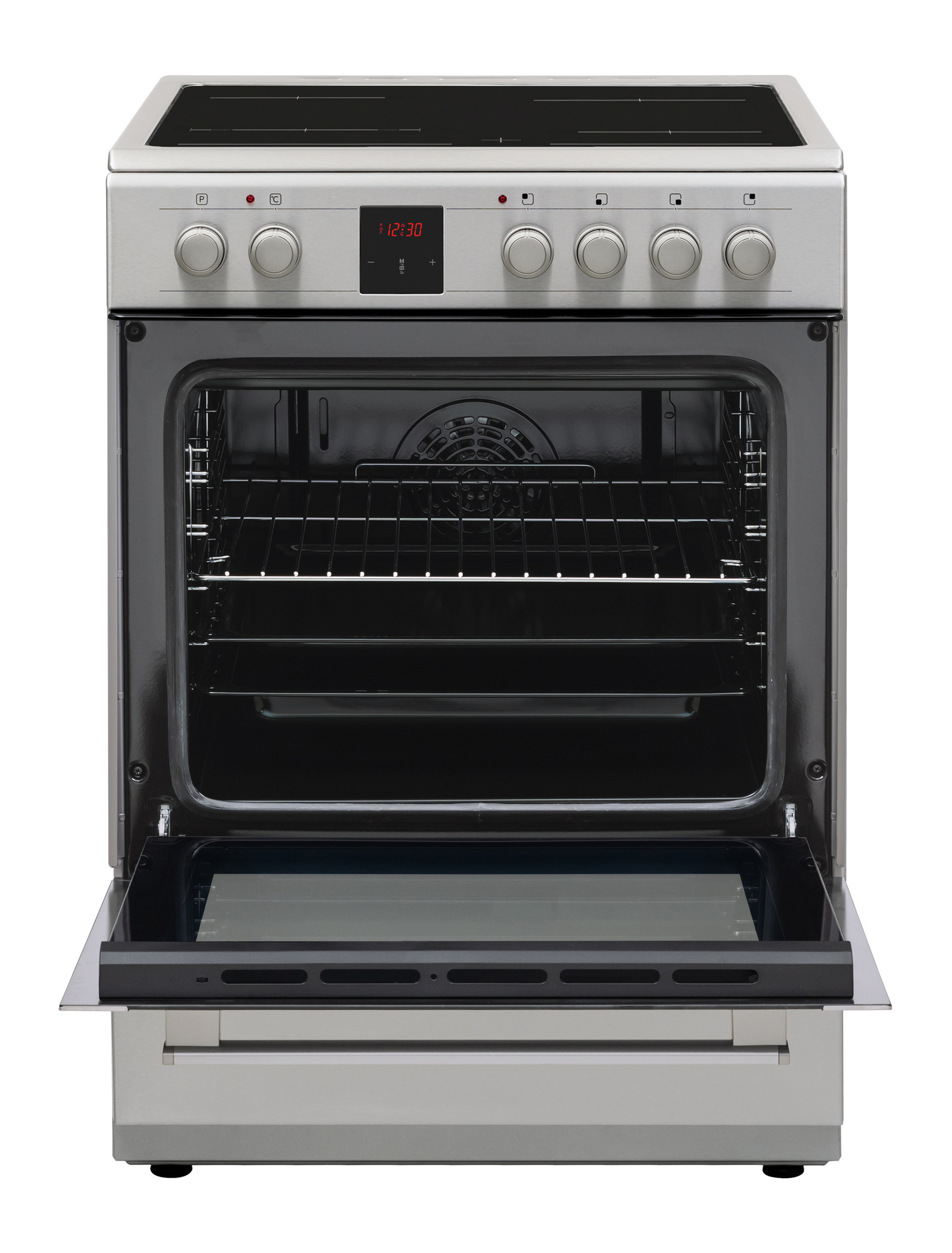 Sharp KF-76VDD19I-DE 60x60cm Freestanding Vitroceramic Single Oven, Inox