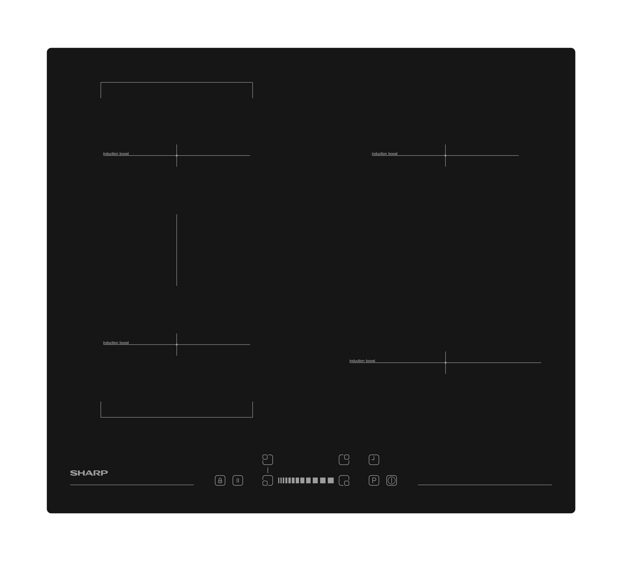 Sharp KH-6I35NS0K-EU Built-In 60cm Induction Hob, Slider Touch Control