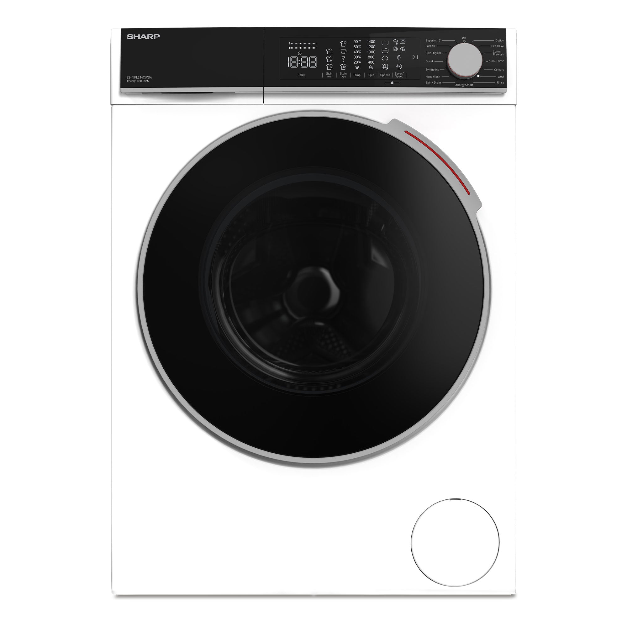 SHARP ES-NFL214CWDA-EN Freestanding Washing Machine 12 kg 1400 RPM A Class with DoubleJet Technology