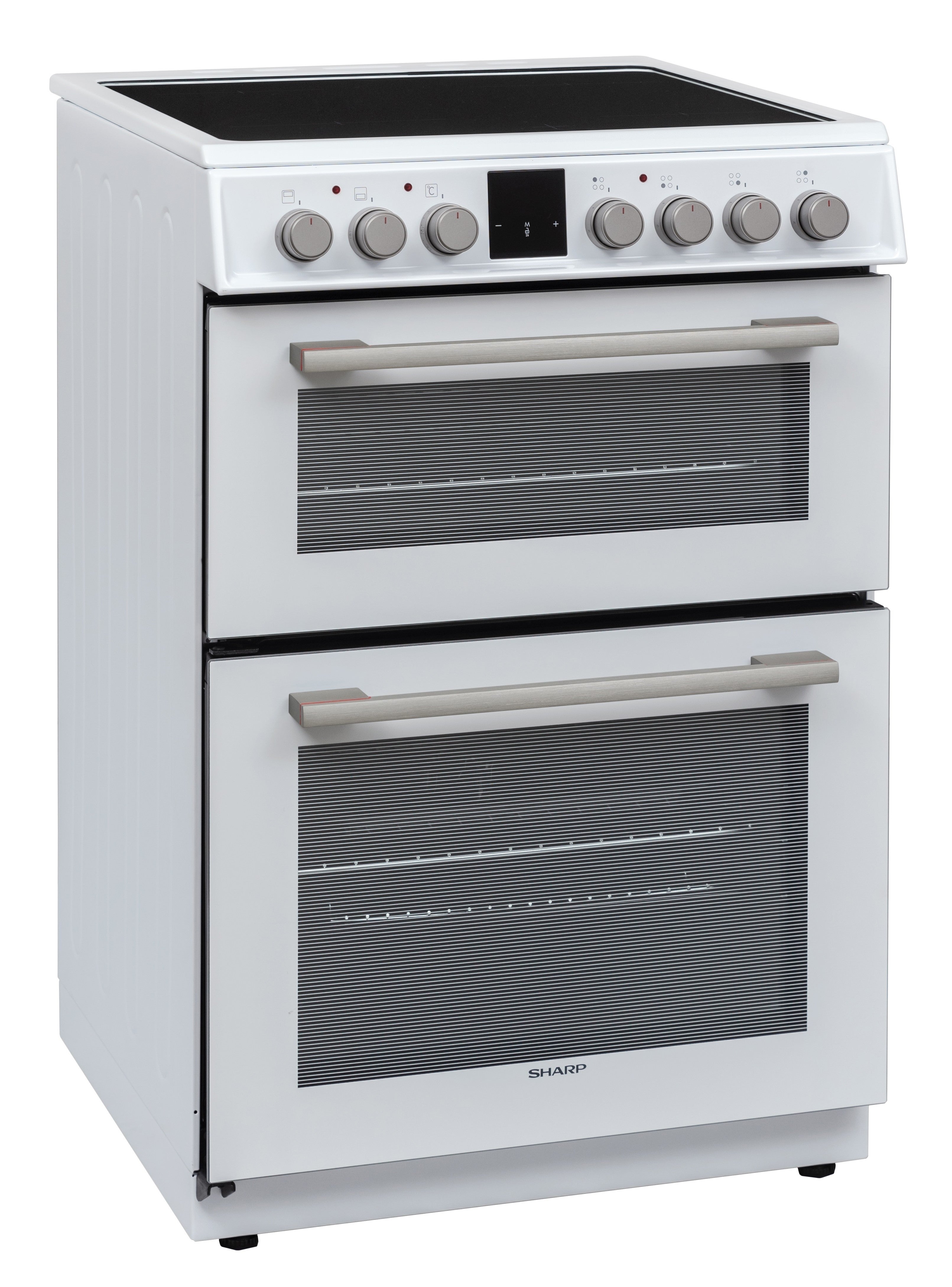 Sharp KF-66DVDD04WM1K-EN 60x60cm Freestanding Vitroceramic Double Oven, White